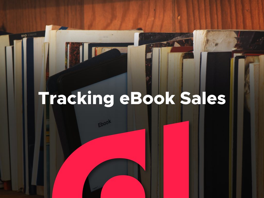 a picture of an ipad on a bookshelf surrounded by books showing how ebook sales analytics work